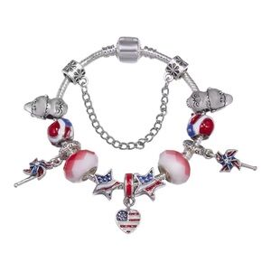 Patriotic Charm Bracelet in Red, White, and Blue